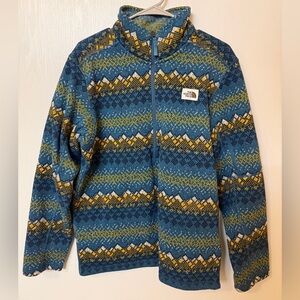 The North Face Blue & Mustard Geometric Fleece Jacket